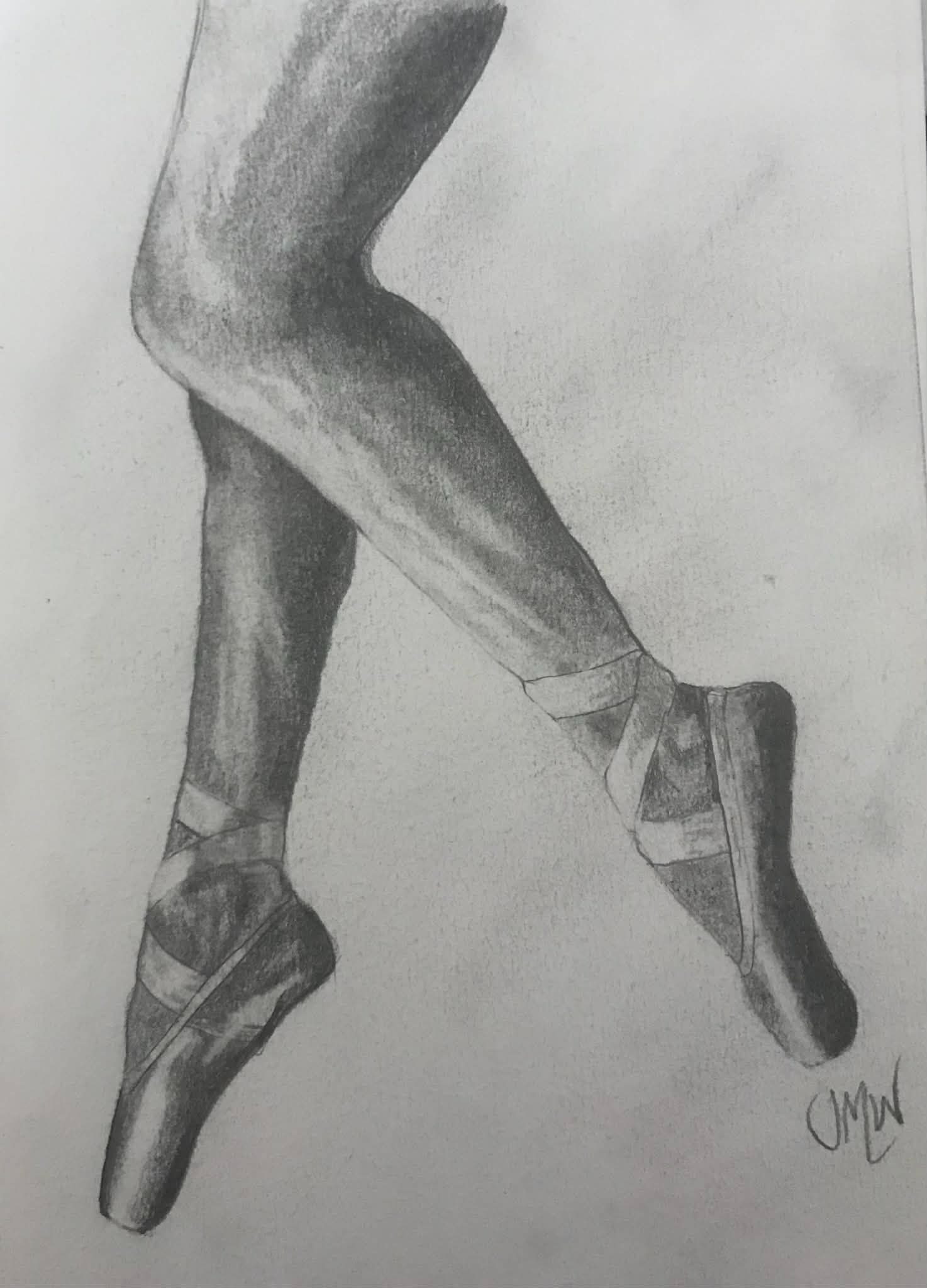 Pencil sketch of ballerina's legs