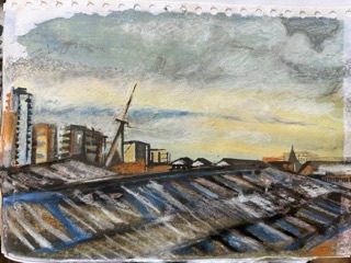 Oil pastel/ink drawing