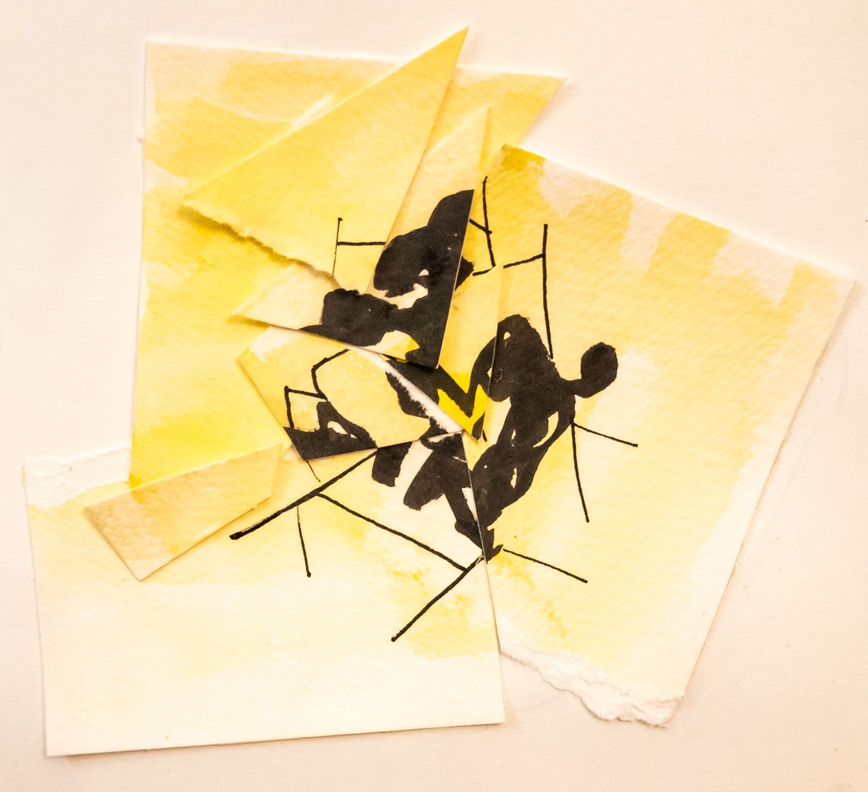 Pen and watercolour collage sketch