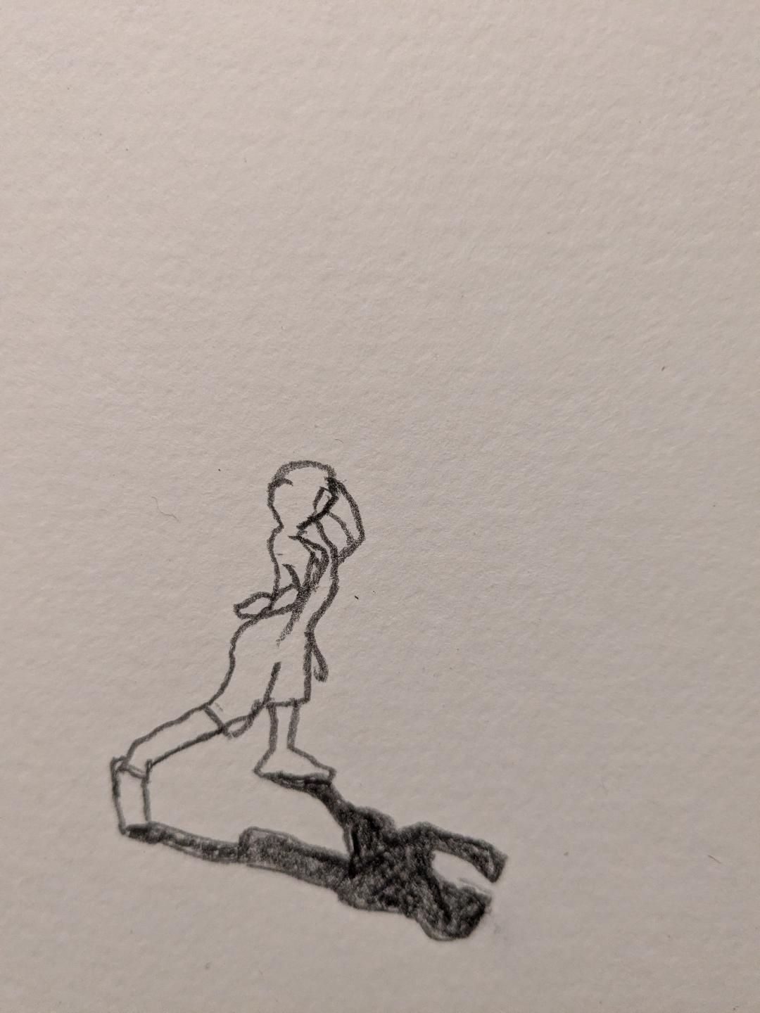 Pencil drawing of child with long shadow
