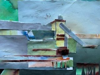 Hand painted paper collage