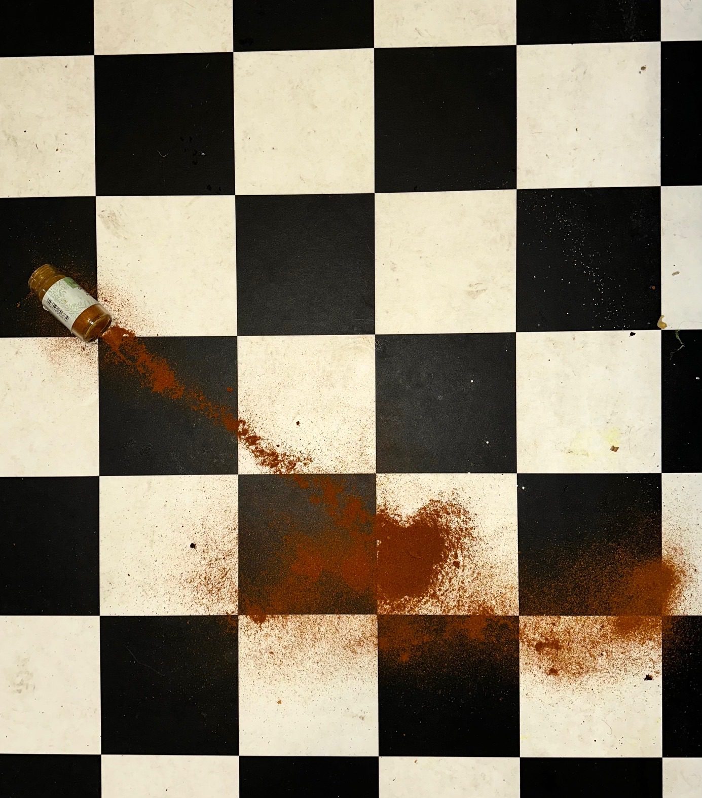 Photo of impromptu art piece made from chilli powder