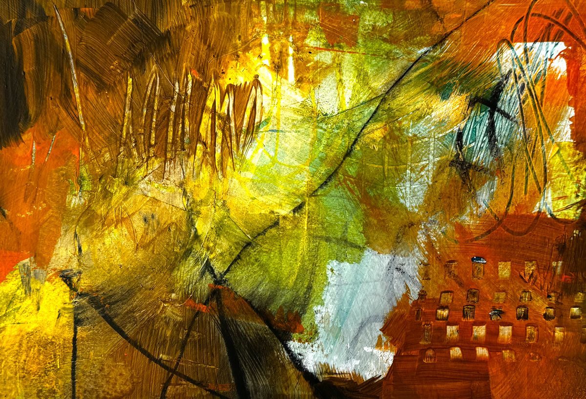earthy colours, energetic strokes, multi media, markmaking