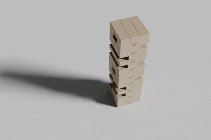 A tower of blocks falls down as one block too many has been removed.