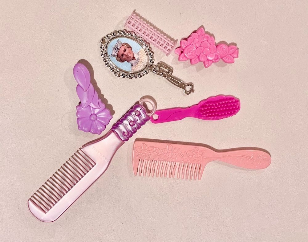 Plastic toy hairbrushes and accessories