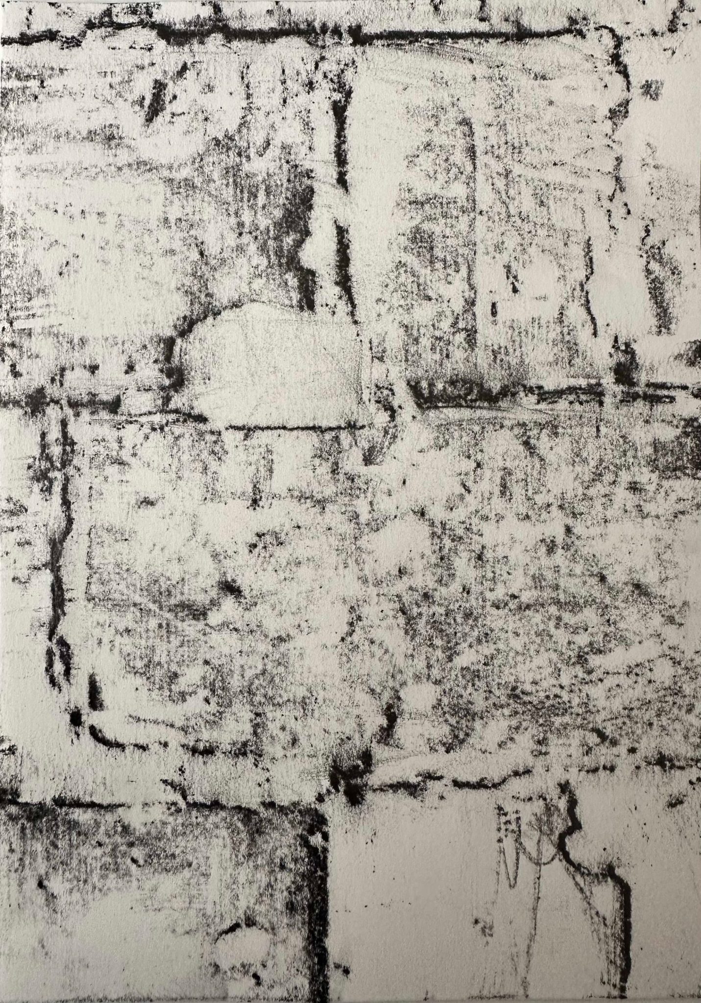 Black Graphite Rubbing of House Wall