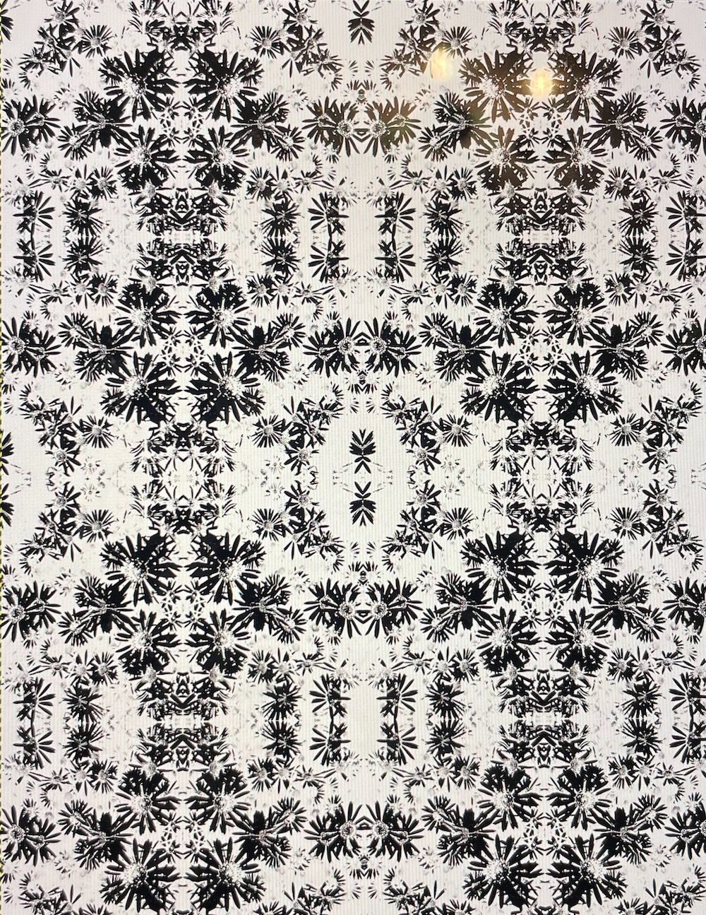 Repetitive flower digital image black and white