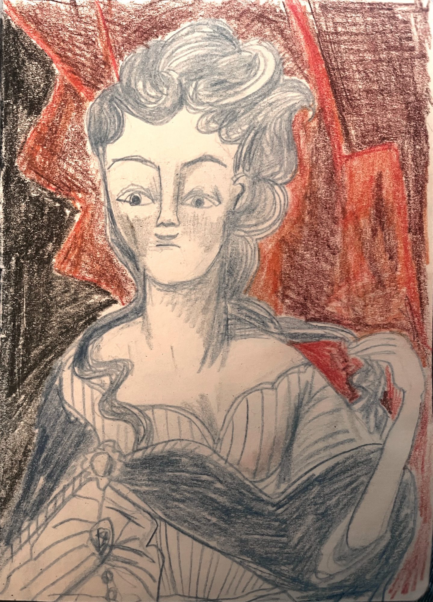 Pencil drawing of the Marquis De Sade's Mother