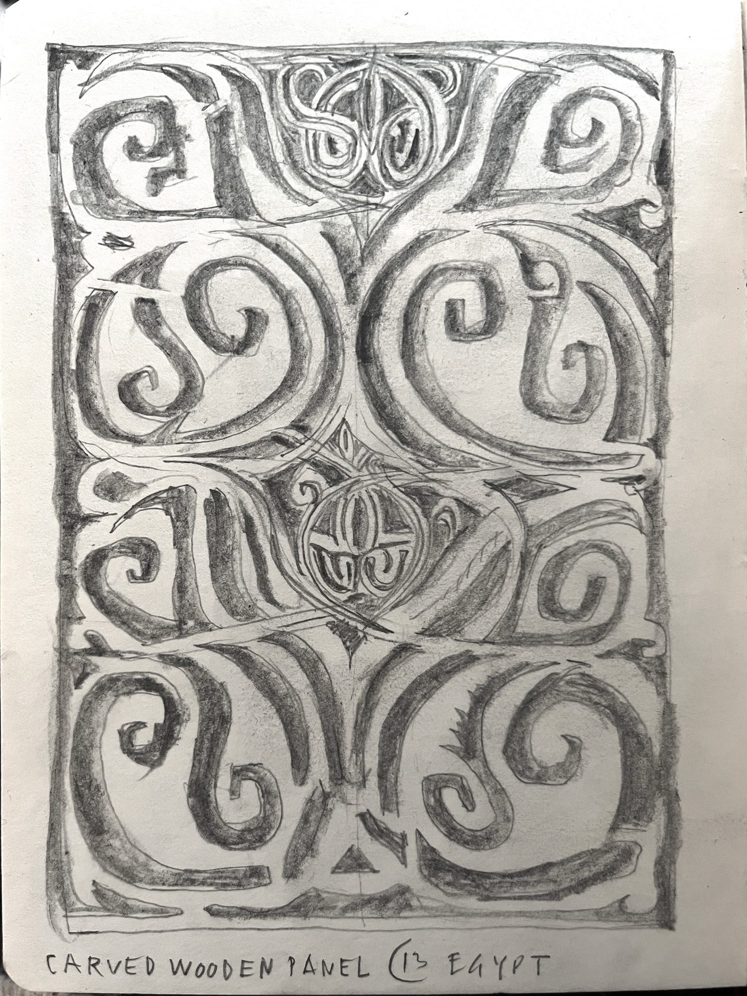 Drawing of a 13th Century Egyptian Wood Panel