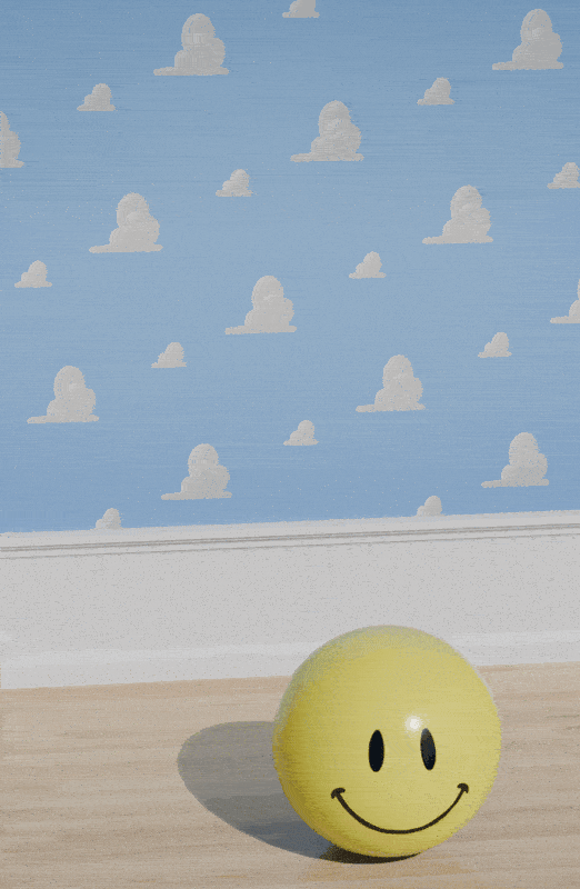 A bouncing smiley faced yellow ball.