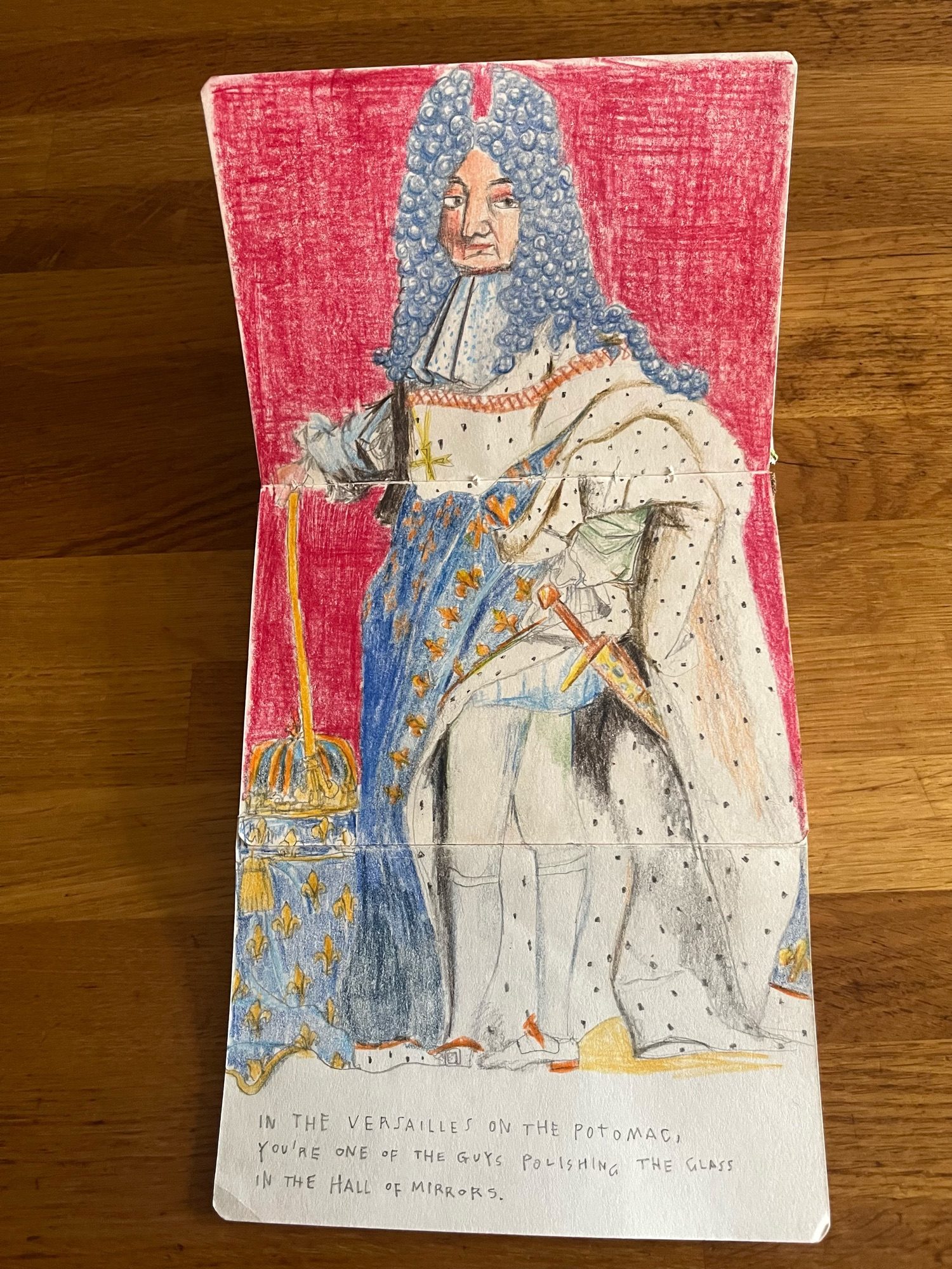 Colouring pencil drawing of Louis XIV