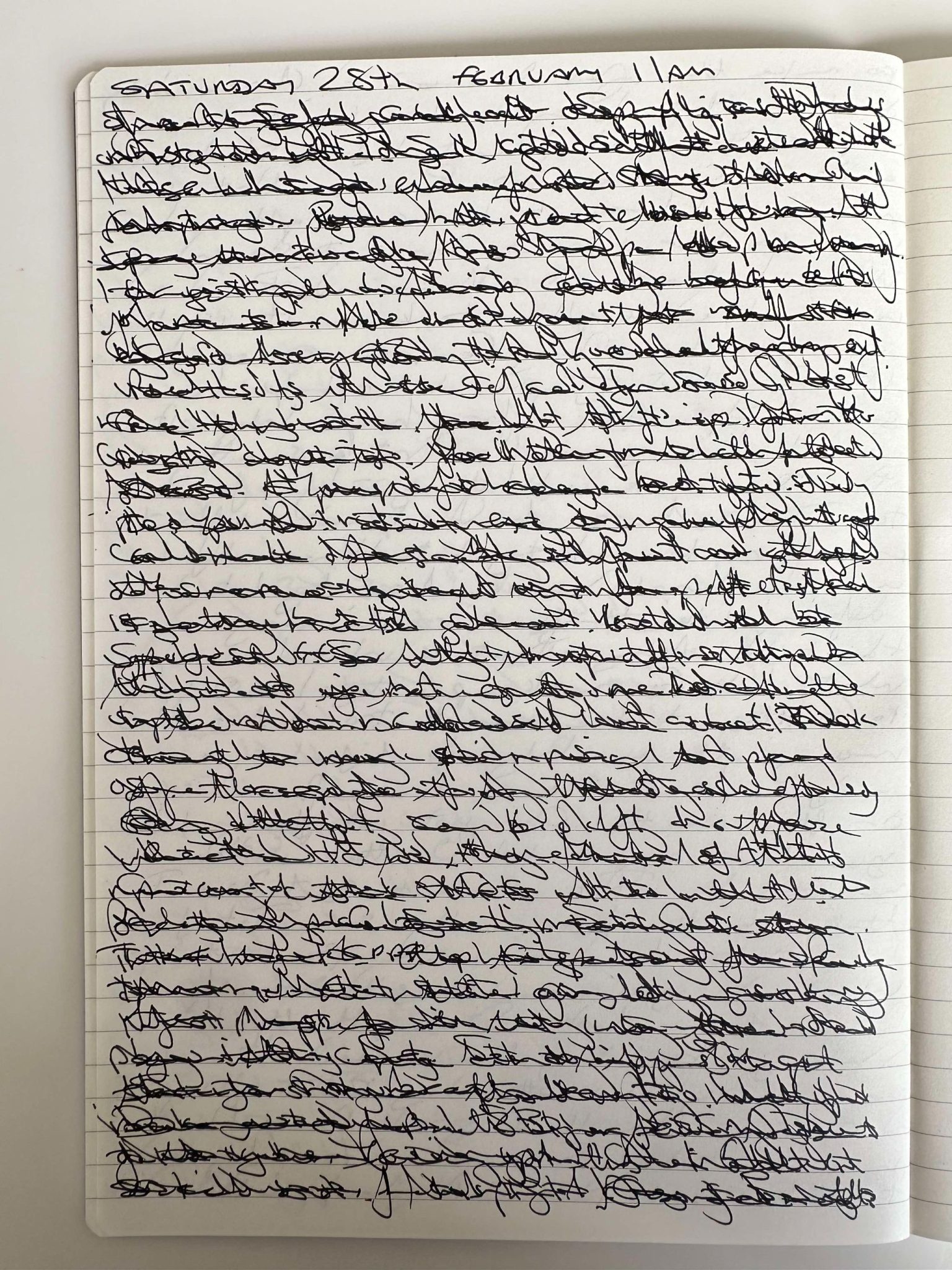 Three page diary entry for today but all written on one page so illegible