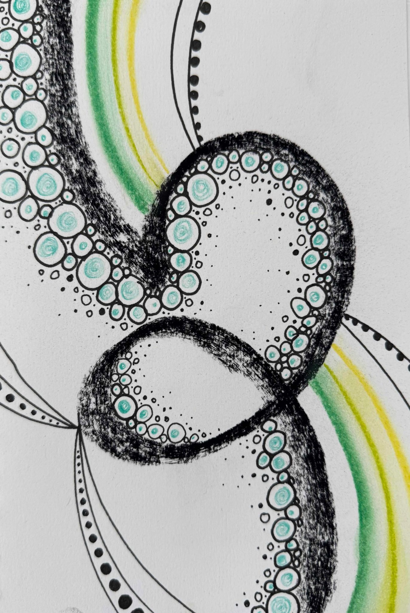 Abstract line drawing with conte, charcoal, felt pen & ink pen