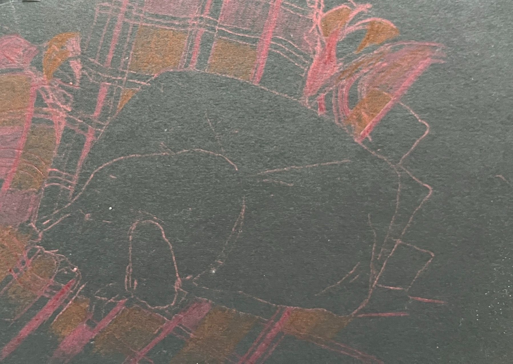 warm hues of pink and orange on black