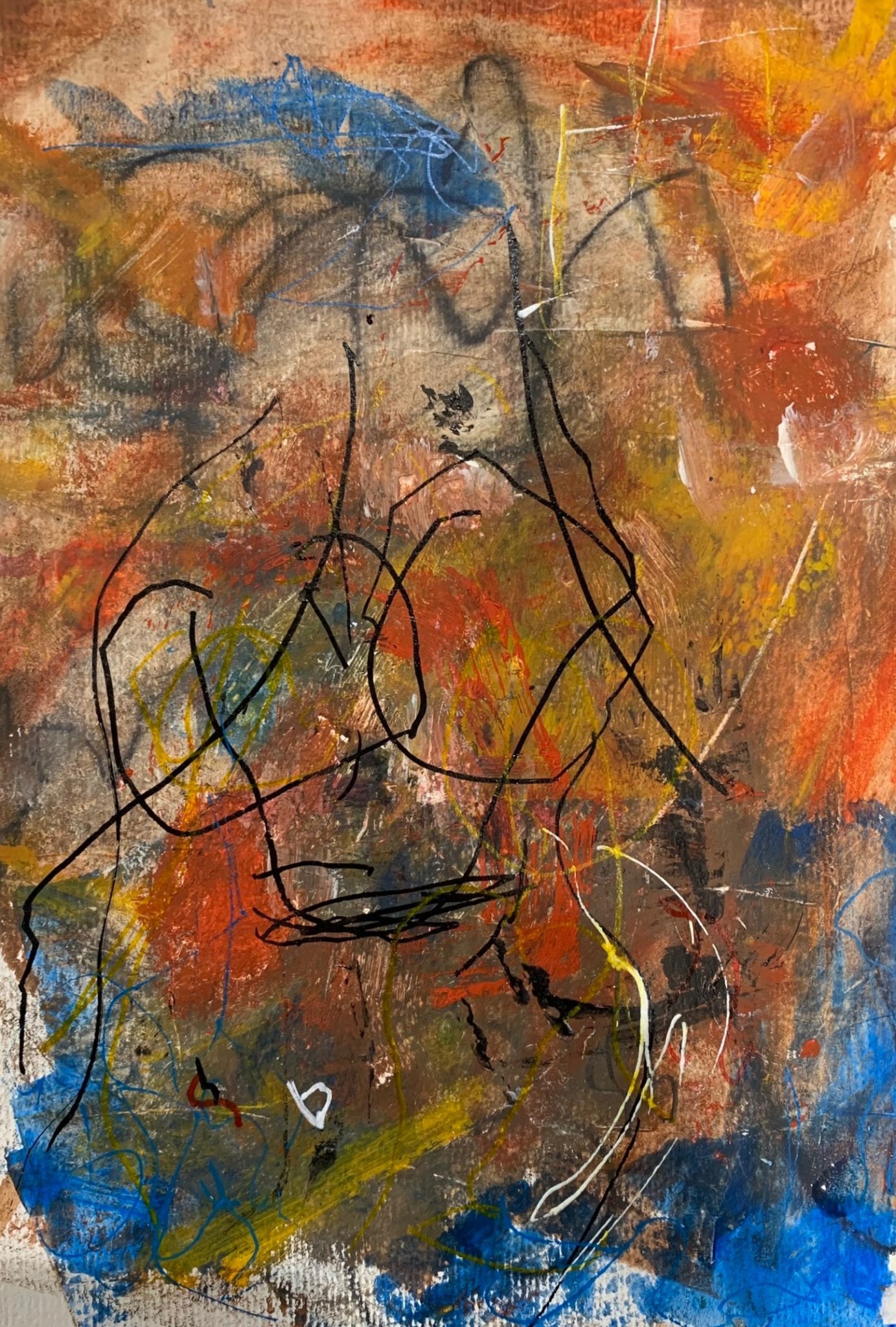 Blind portrait on blind painted background