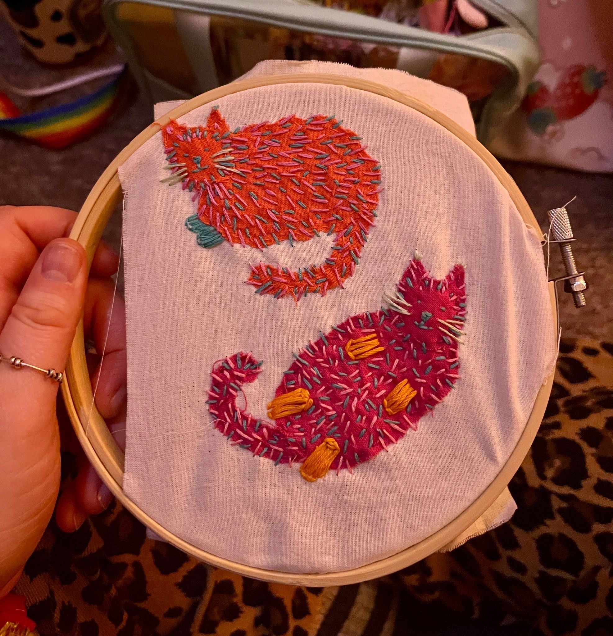 Embroidery of two cats