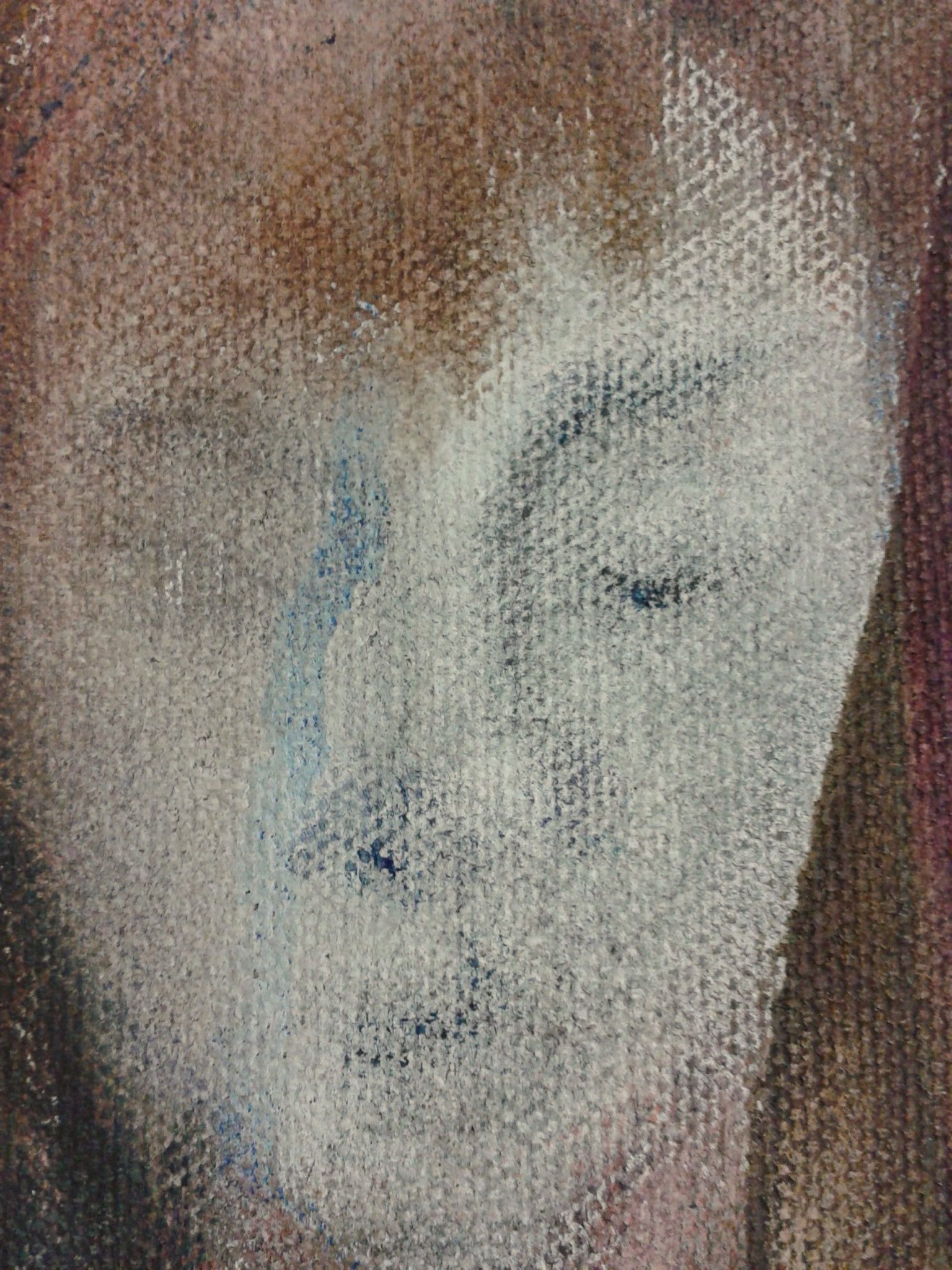 Acrylic on canvas - detail of a face with minimal marks