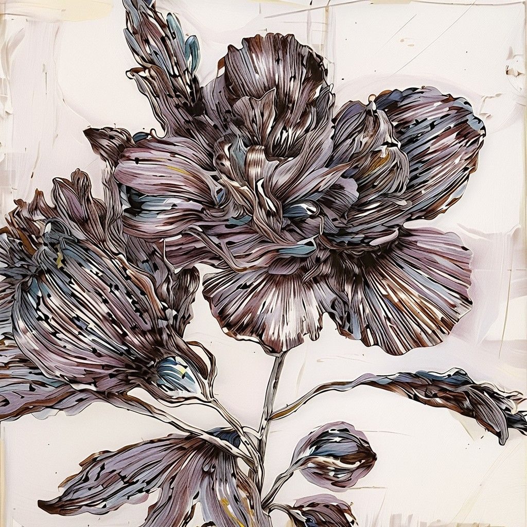 A etching painting of a flower