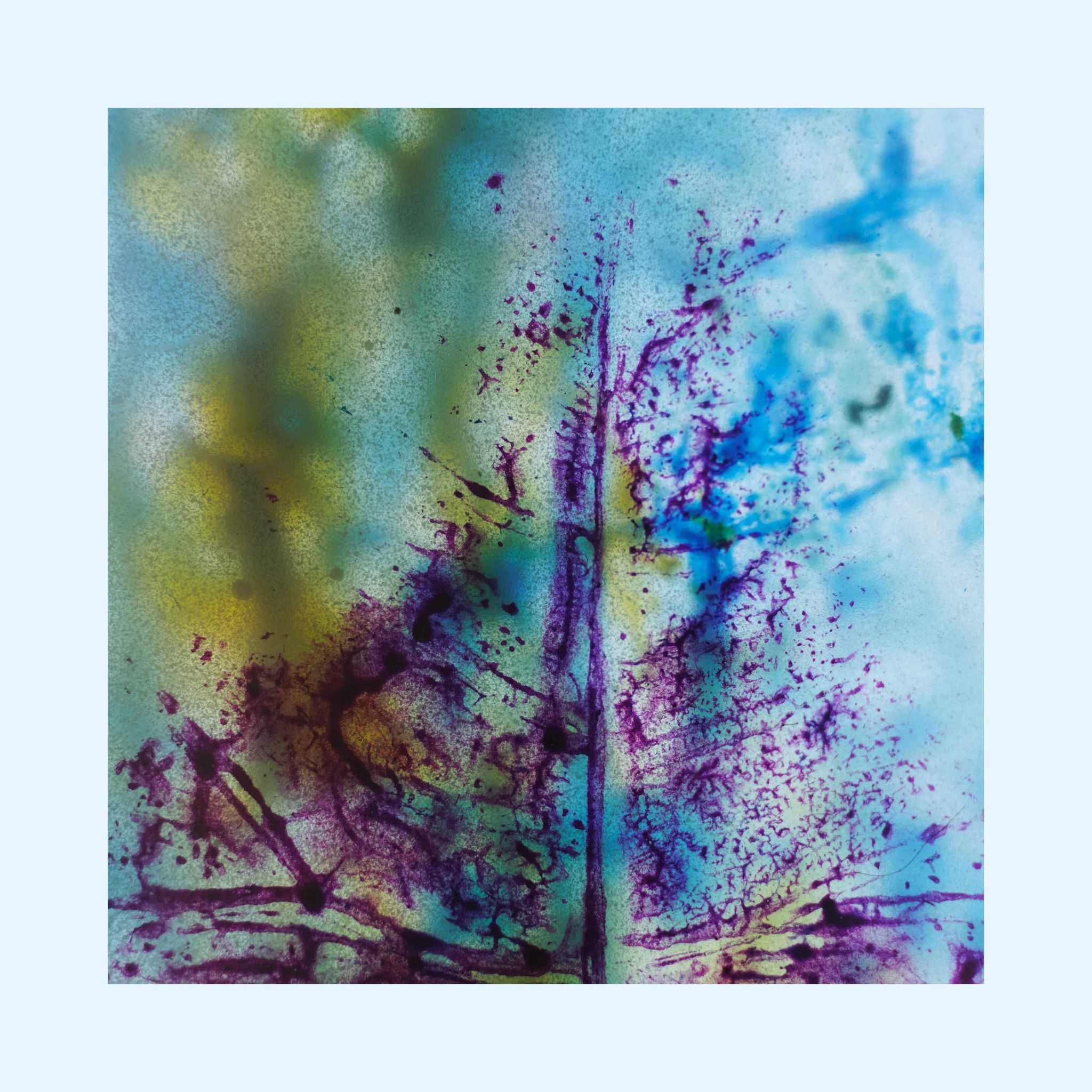 Close up of a paint on translucent paper, photographed with backlight