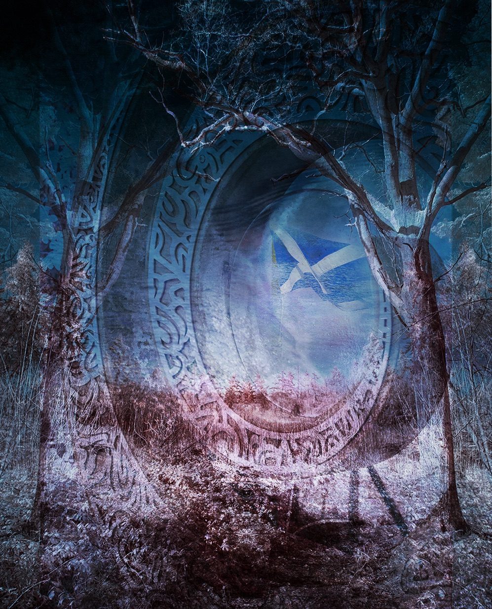 the saltire, a multiple exposure taken on a boat trip on Loch Katrine.