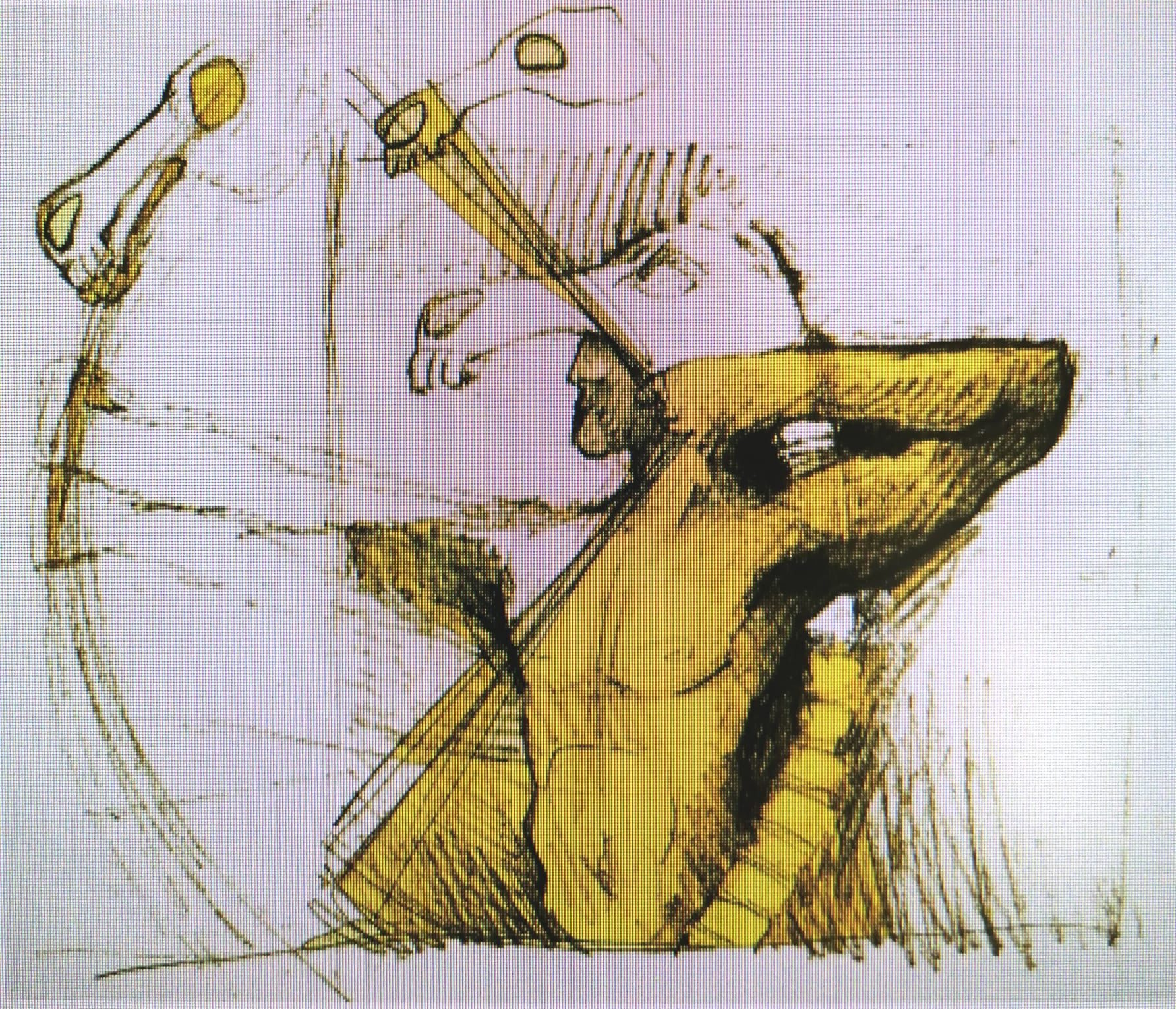 Ein Jäger mit Bogen und einem Pferdeschädel auf dem Kopf