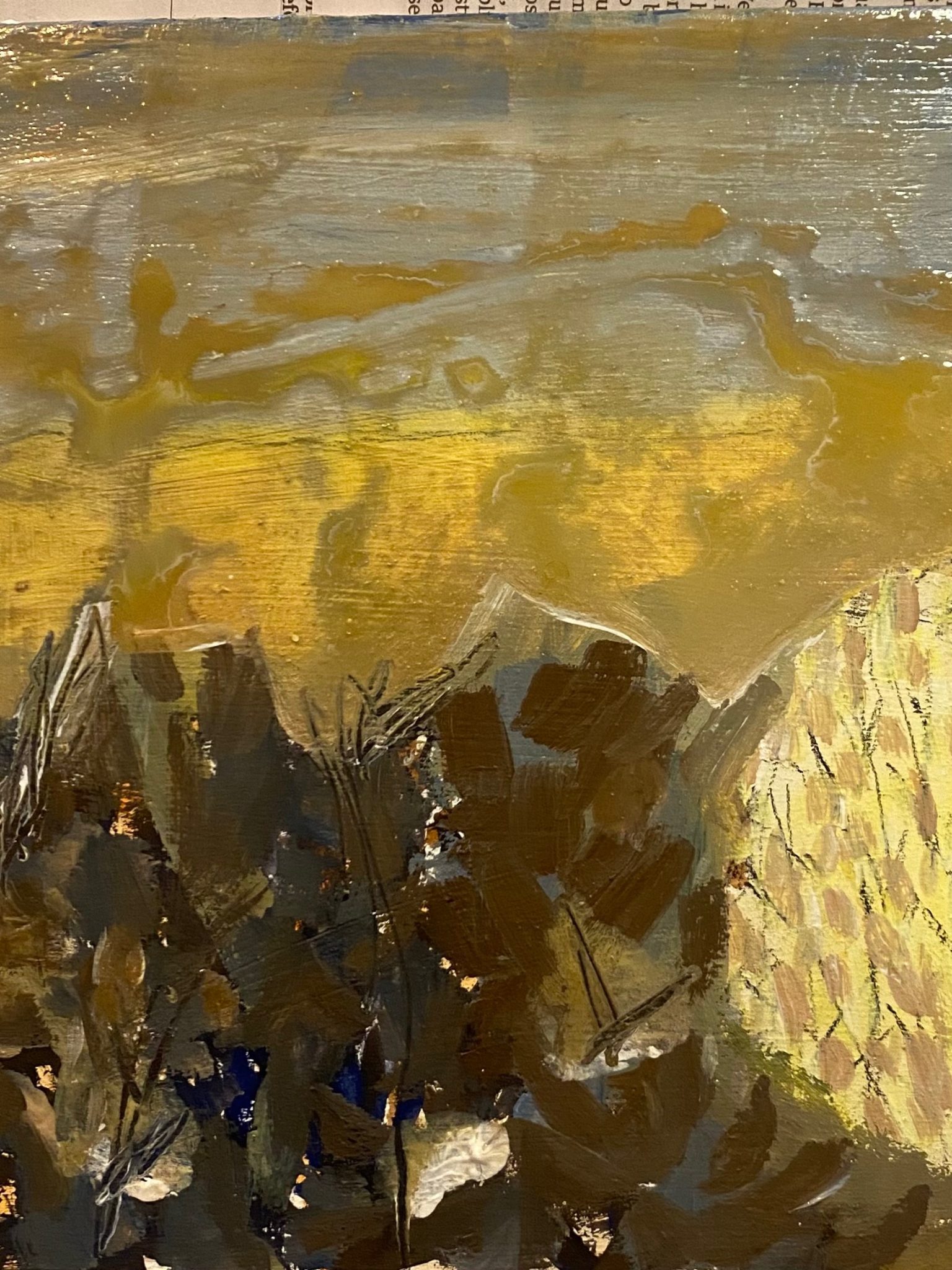 Painting of trees by railway line