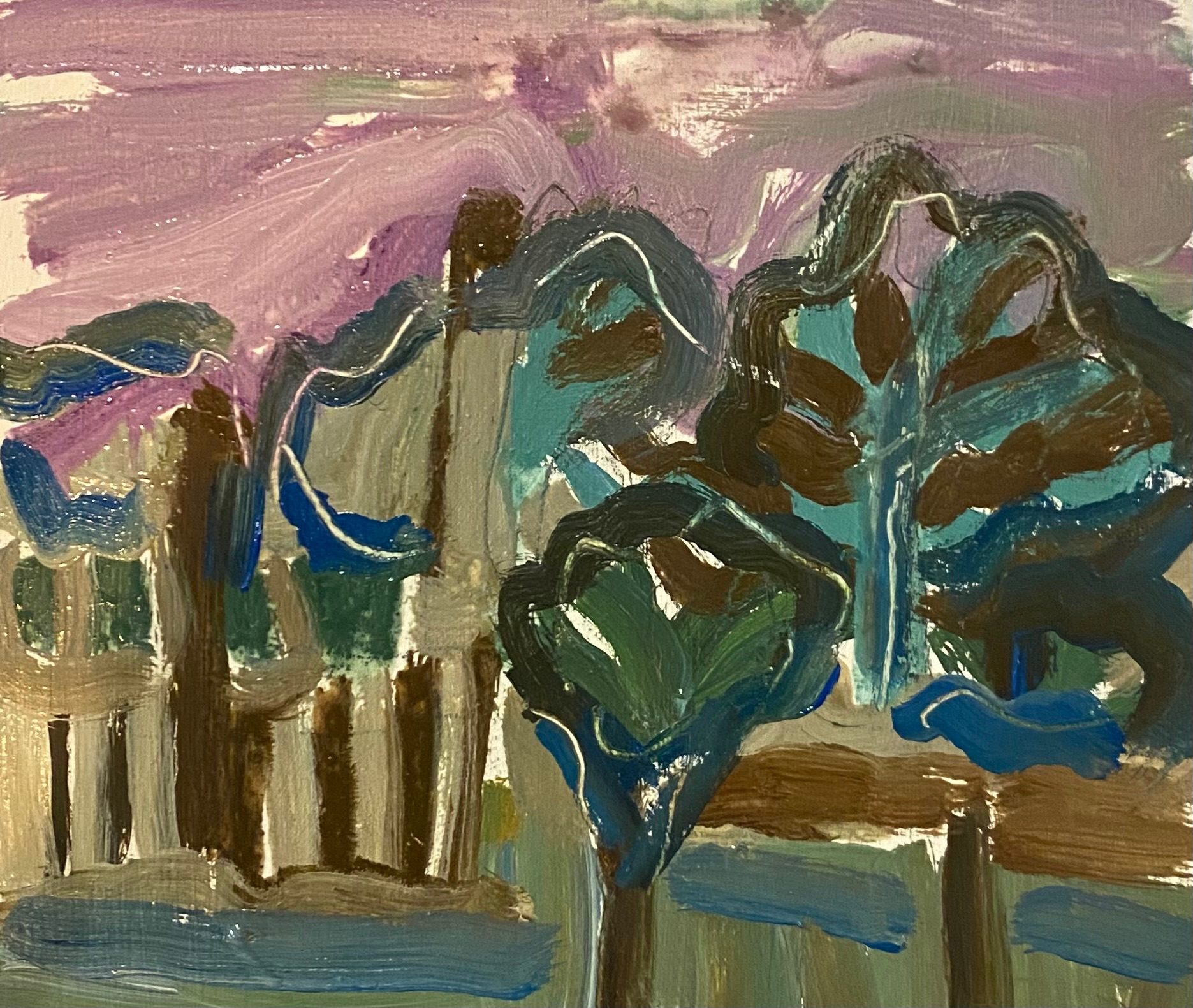 Painting of trees and fences