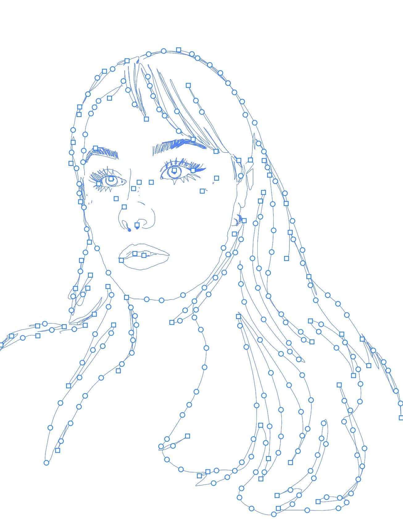 line work study of face in a new medium