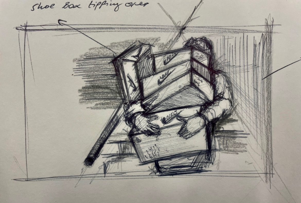 Storyboard sketch for a ad