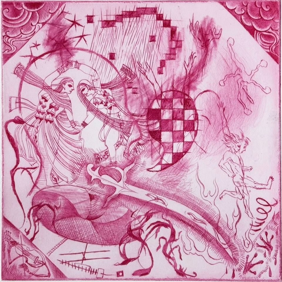 printmaking, dance, music, bodies, gestures, club