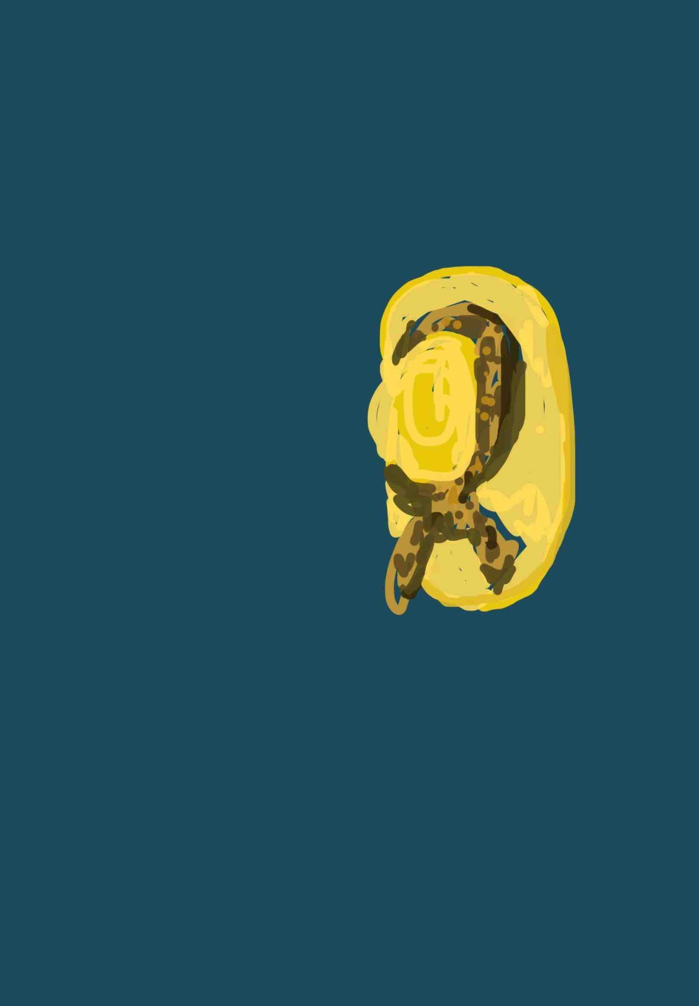 A drawing of a hat hanging