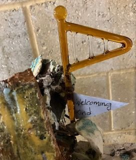 lampworked glass set in ceramic