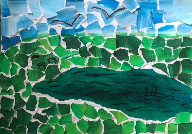 orginal picture torn up and stuck together again with pritt stick