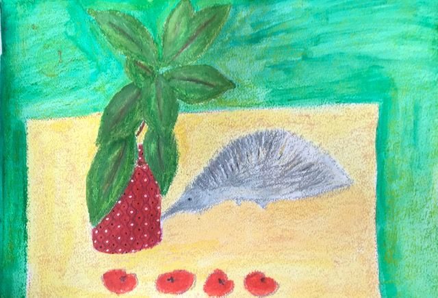 oil pastels and water colour