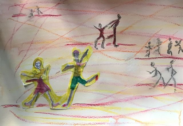 charcoal and oil pastel