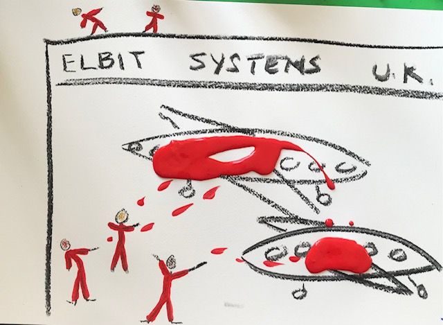 acrylic paint and charcoal