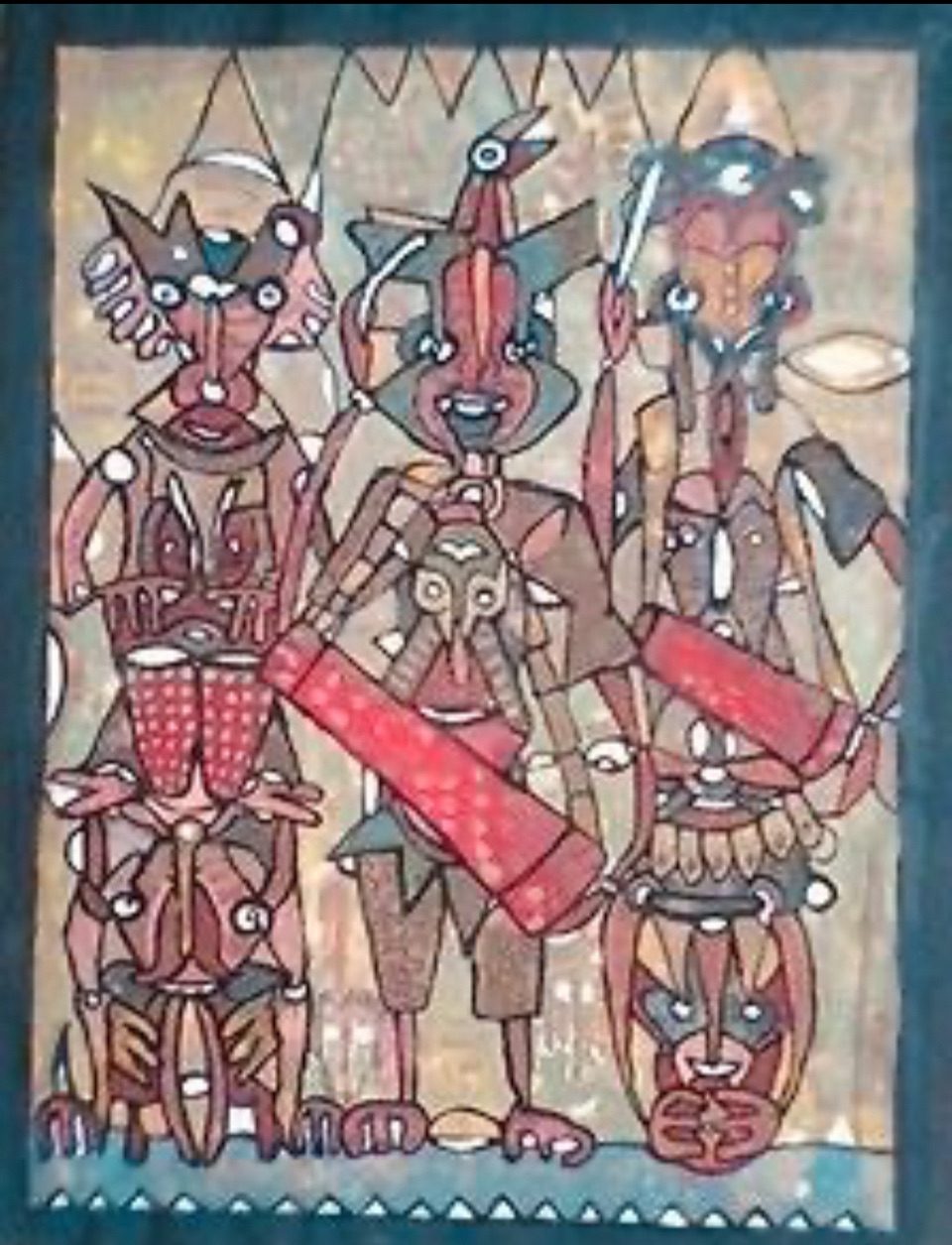 Here’s, depicting, drummers of bats essemble. They’re garbed in readiness to go into invoking energy of a deeper depth, hidden in vibe of bats robed in red nettles.