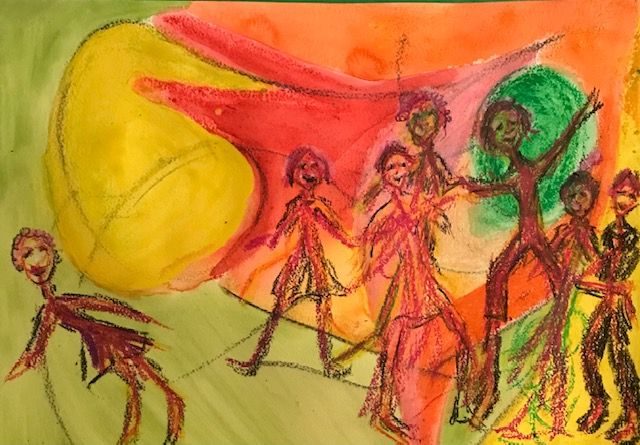 oil pastel and charcoal