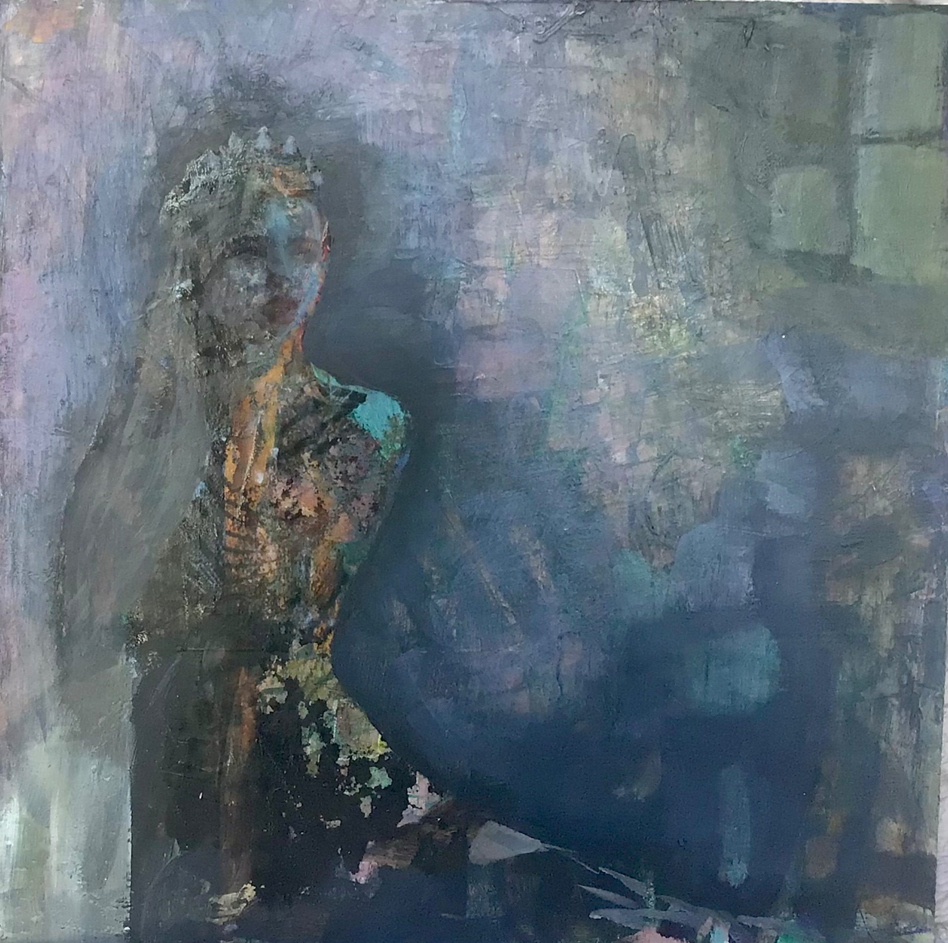 Figure Queen Esther)  in abstract background