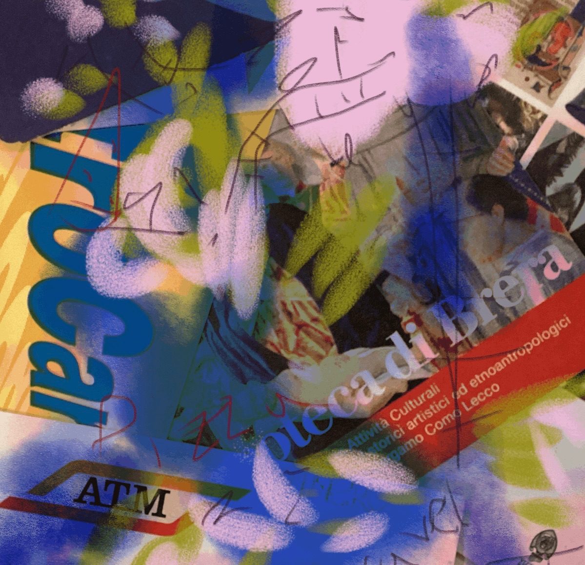 A digital doodles on an image of souvenirs from travelling