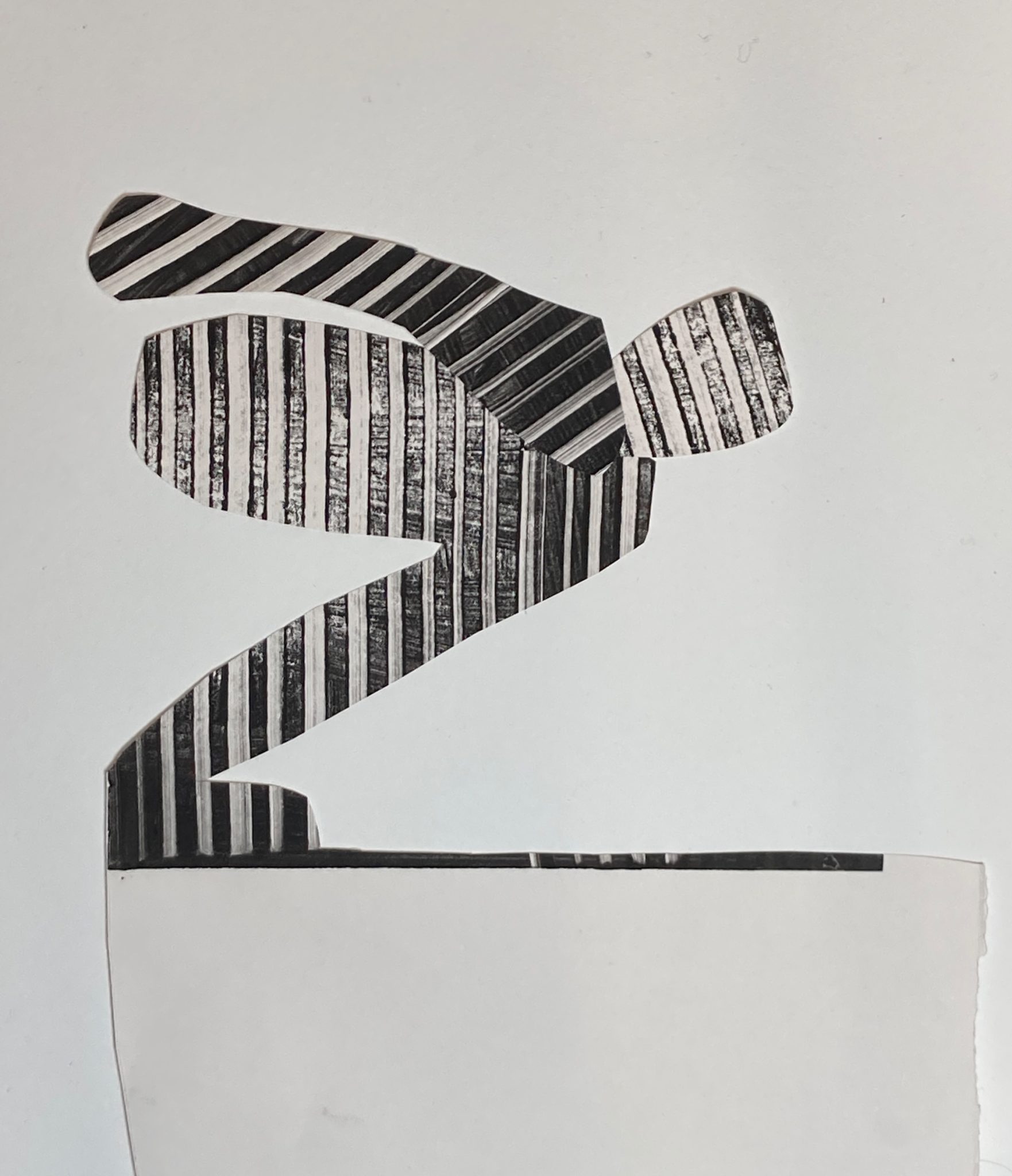 Printed paper cut out skier