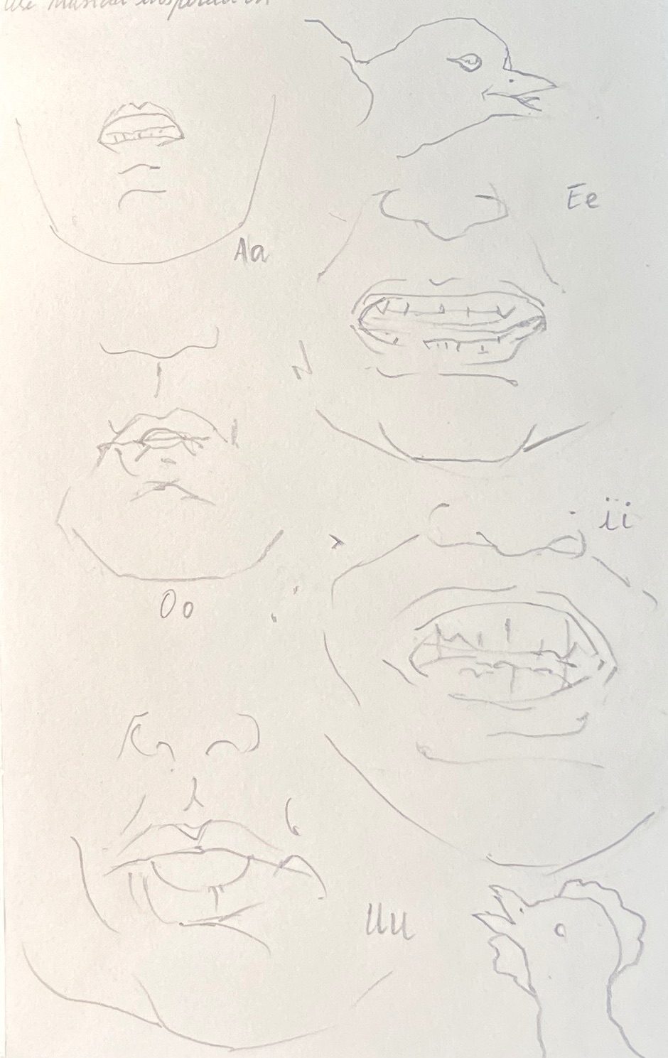 Drawing of mouths making different sounds