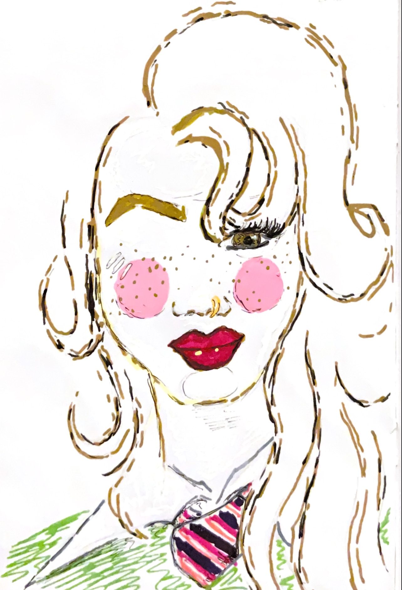 Acrylic pens + fine liner pen