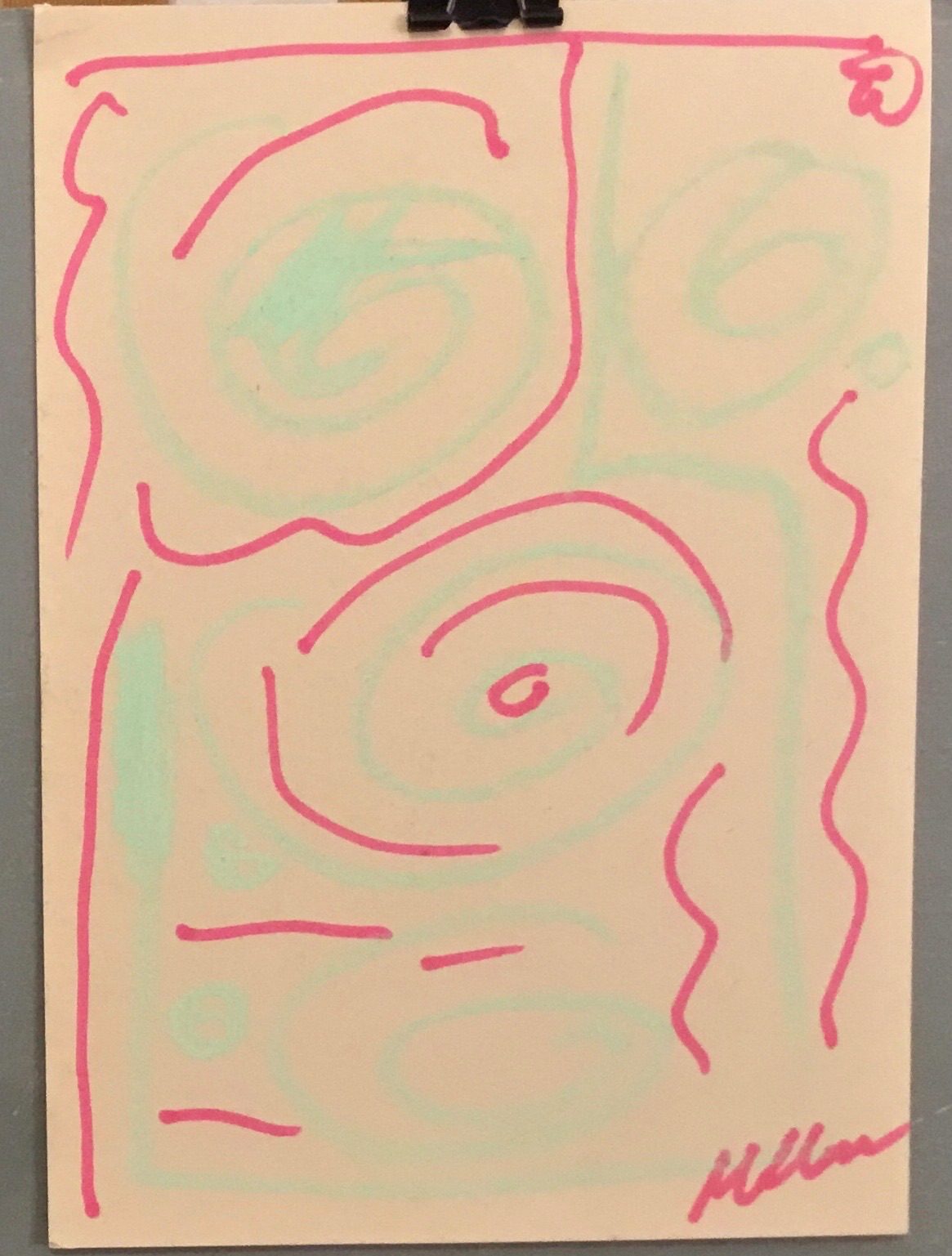 Oil pastel and marker on paper