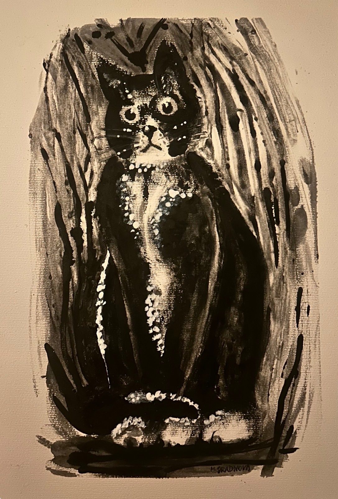 Ink on paper, gauche