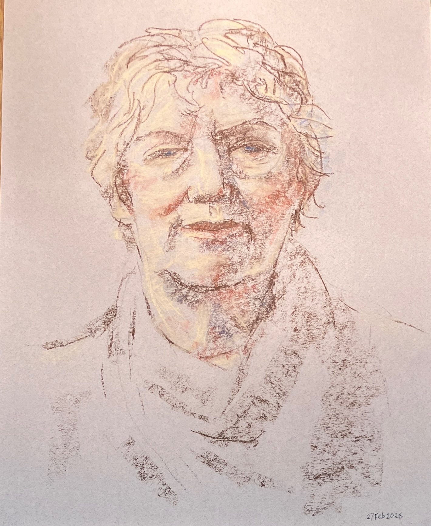 Portrait woman’s head, conte crayon