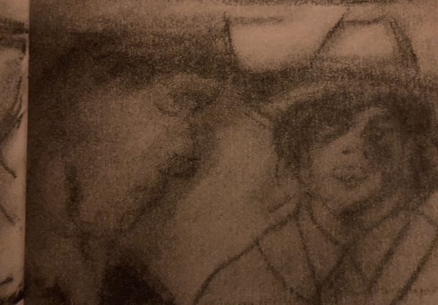 A rubbed out charcoal drawing