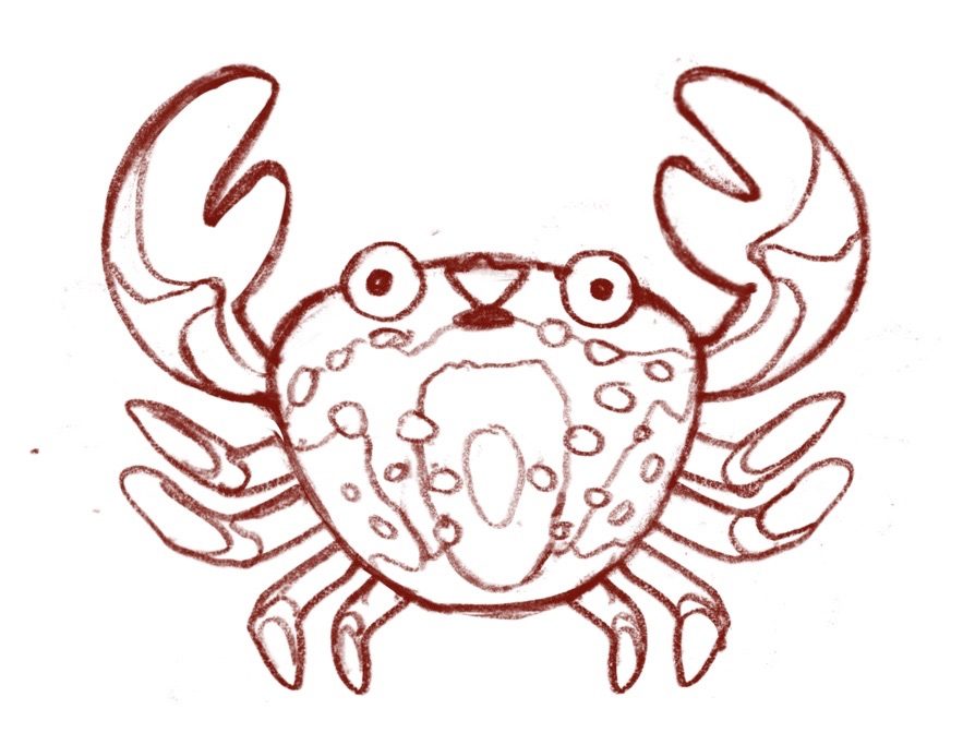 Cartoony sketch of a crab