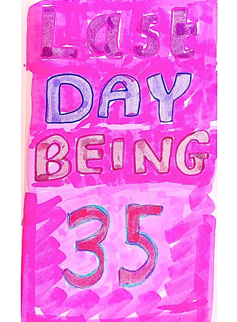 Drawing with bubble letters and highlighters