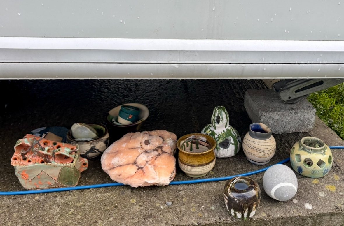 Ceramics underneath/outside caravan